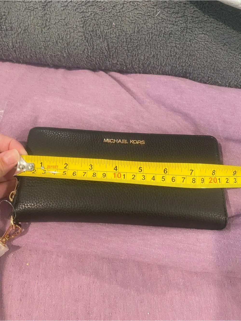 Michael Kors Black Leather Wristlet Wallet